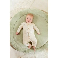 Salopeta din bumbac organic pentru bebelusi - Little Farm - Green Leves - Little Farm-74 Marime 74 5