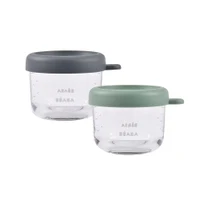 Set 2 recipiente ermetice sticla Beaba 150ml Mineral/Sage green