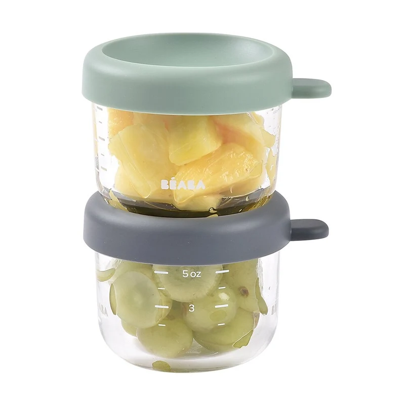 Set 2 recipiente ermetice sticla Beaba 150ml Mineral/Sage green 2