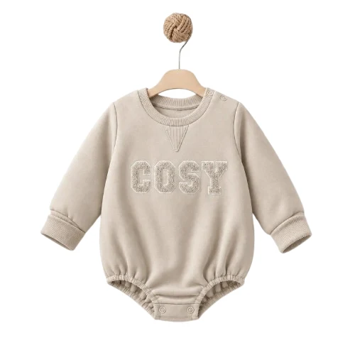 BabyCosy — Body pentru copii cu mâneci lungi, oversize, bej