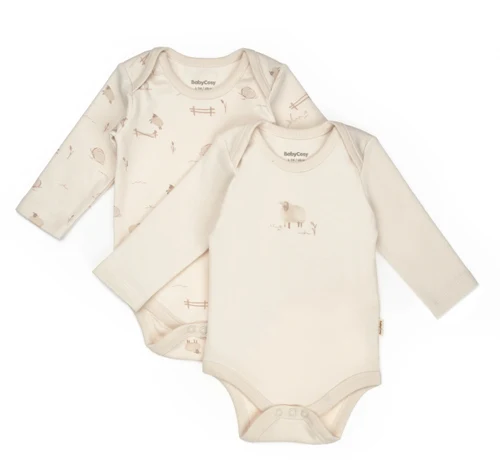 Body cu mânecă lungă BabyCosy Cream 2 buc (18-24L)
