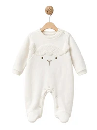 BabyCosy — Set pentru nou-născuți din salopetă cu botoșei și căciuliță, alb, 100% bumbac organic 2