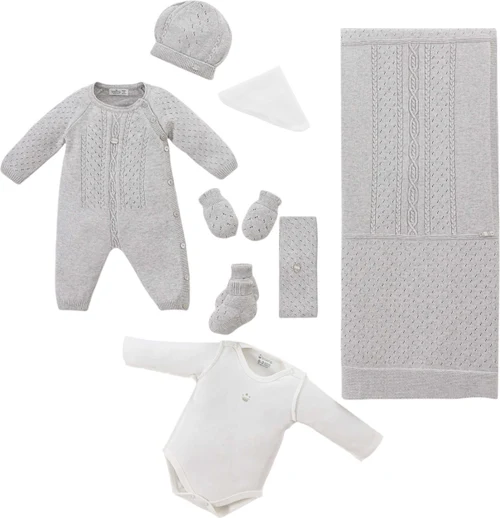 Set nou nascut 7 piese Baby Boy Leoking, Grey 3163