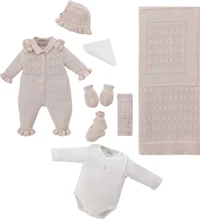 Set nou nascut 7 piese Baby Girl Leoking, Beige 3167