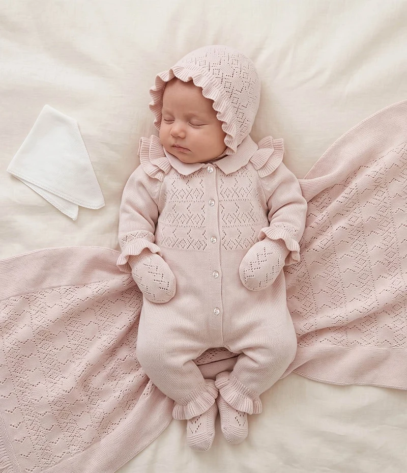 Set nou nascut 7 piese Baby Girl Leoking, Beige 3167 2