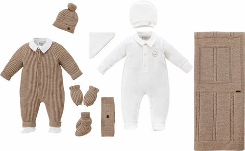 Set nou nascut 9 piese Baby Boy Leoking,Beige 3408/5