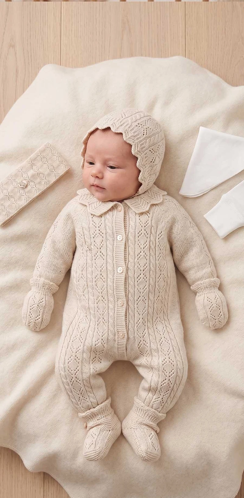 Set nou nascut 8 piese Baby Girl Leoking, Beige 3465 2