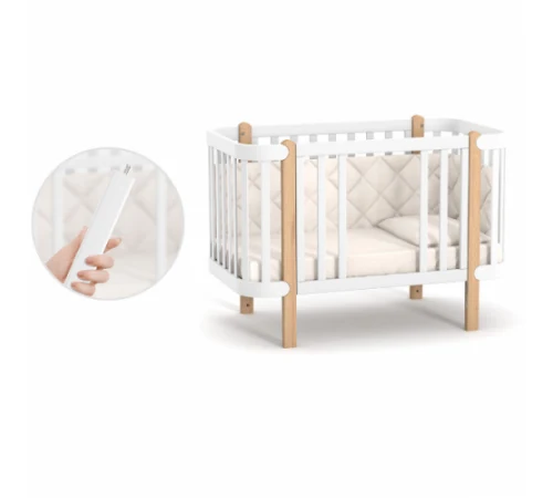 Veres Patut pentru copii, 120×60 cm, LD5 Monaco Alb/Natural 6