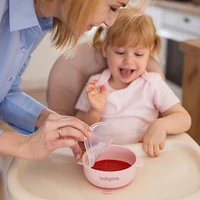 Bol din silicon cu ventuză și capac Pink, Babyono 3