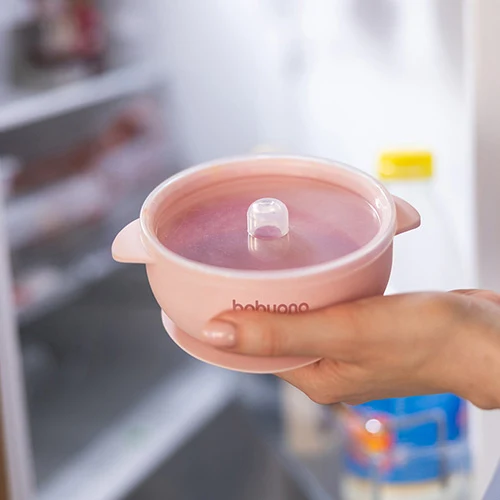 Bol din silicon cu ventuză și capac Pink, Babyono 2