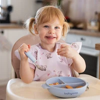  Farfurie din silicon cu ventuză și capac Albastru, Babyono 4