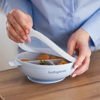  Farfurie din silicon cu ventuză și capac Albastru, Babyono 2