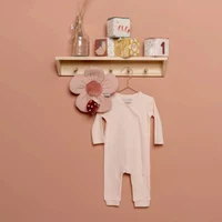 Salopeta rib din bumbac organic pentru bebelusi - Pink - Little Dutch - 74/80 3