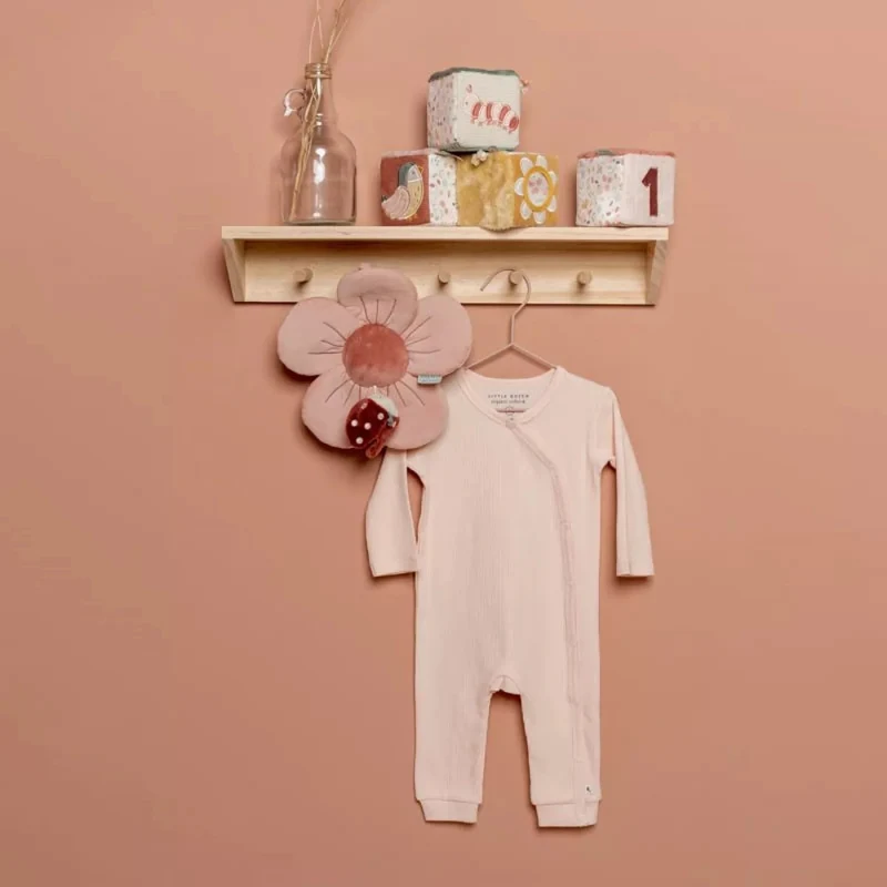 Salopeta rib din bumbac organic pentru bebelusi - Pink - Little Dutch - 74/80 3
