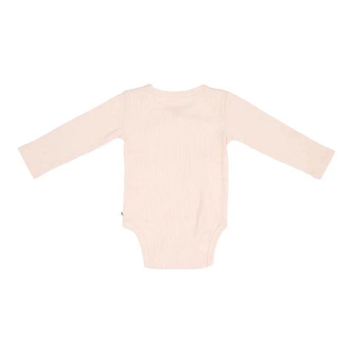 Body kimono cu maneca lunga  din bumbac organic - Pink - Little Dutch - 74/80 2