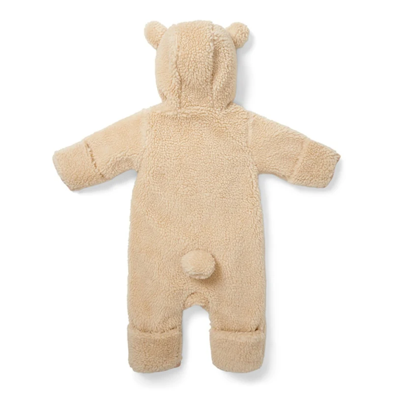 Salopeta captusita cu gluga din material teddy - Baby Bunny Sand - Little Dutch - 62/68 2