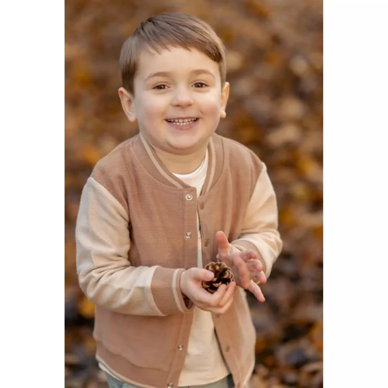 Cardigan tricotat din bumbac organic - Brown/Taupe - Forest Friends - Little Dutch- 98 3