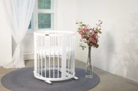 Patuc transformabil pentru copii 9 in 1 Smart Bed Rotund Milky, 72x72x120cm IngVart 6