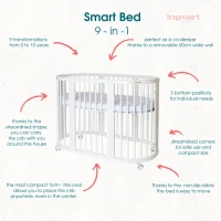 Patuc transformabil pentru copii 9 in 1 Smart Bed Rotund Milky, 72x72x120cm IngVart 5