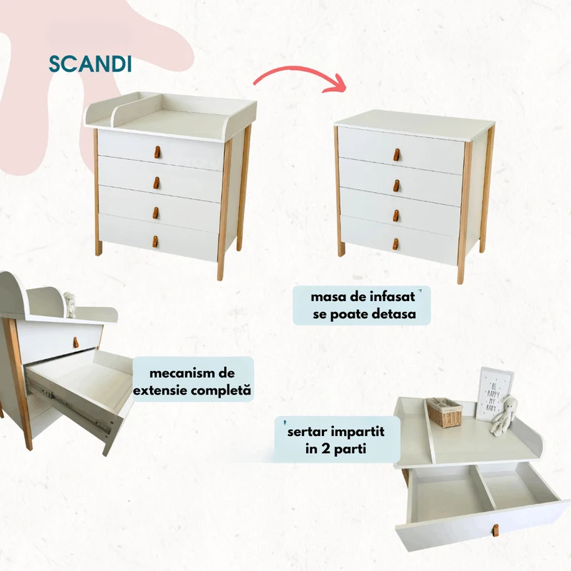 Comoda Scandi Alb/Alb IngVart 3