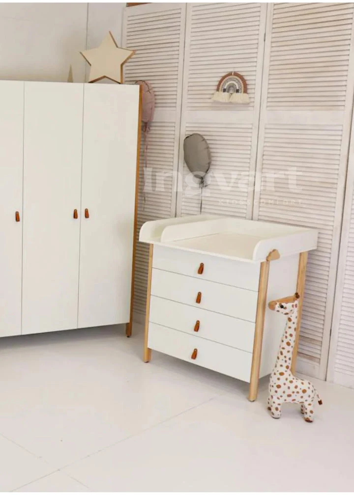 Comoda Scandi Alb/Cappucino IngVart 2