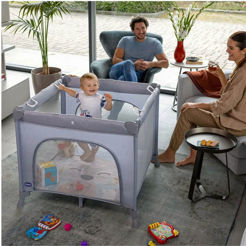 Tarc pentru copii cu salteluta Chicco Open Box, Fawn, 0-12luni 2