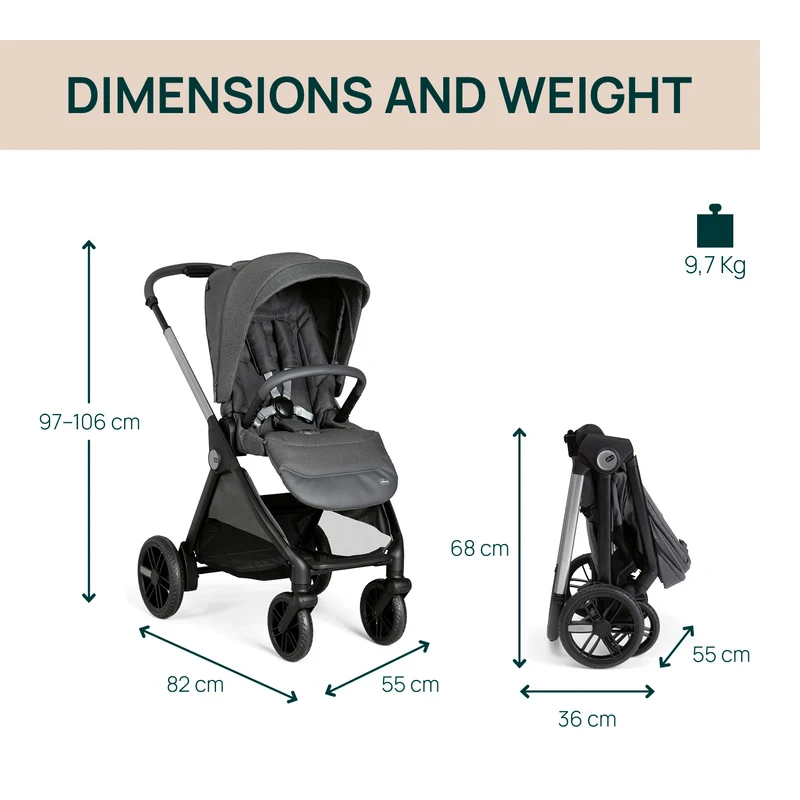 Carucior Chicco Bellagio, Black Satin 3