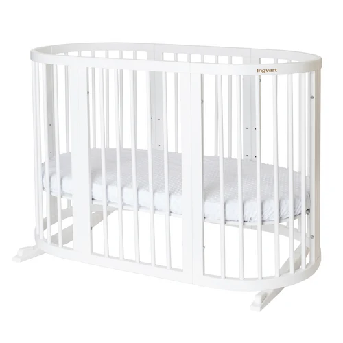 Patuc transformabil pentru copii 9 in 1 Smart Bed Rotund Alb, 72x72x120cm IngVart