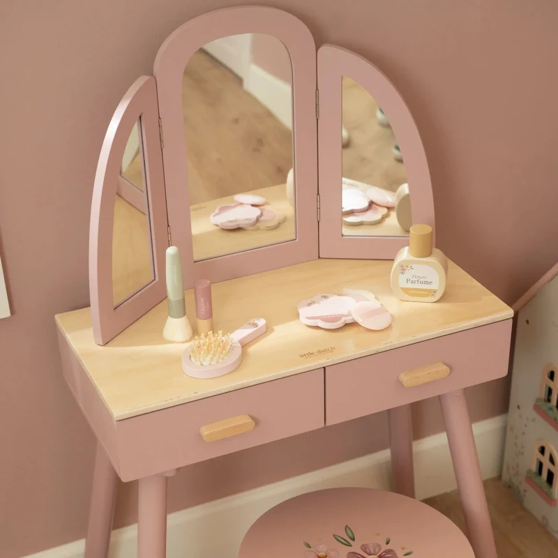 Туалетный столик с зеркалом и стульчиком – Little Dutch 4