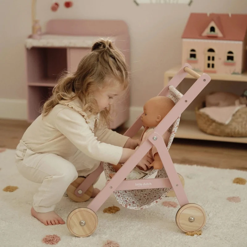 Carucior din lemn FSC pentru papusi - Little Dutch 5