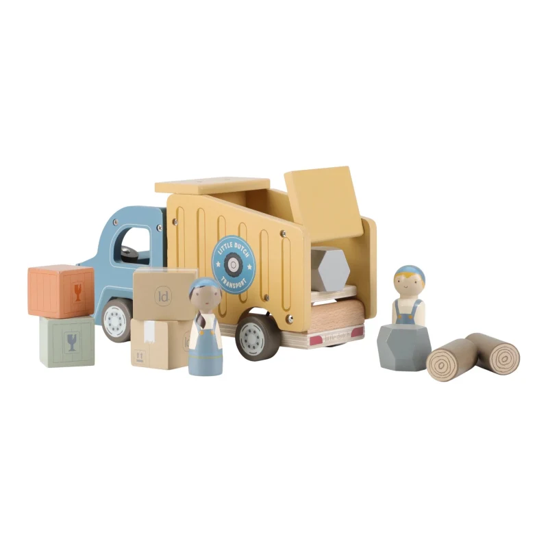 Masinuta din lemn FSC cu accesorii - Masina de gunoi - Little Dutch 2