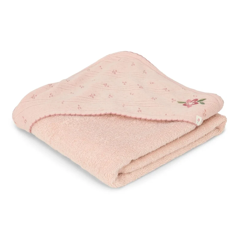 Prosop cu gluga din bumbac organic pentru bebelusi - 75x75 cm - Pure Blossom - Little Dutch 2