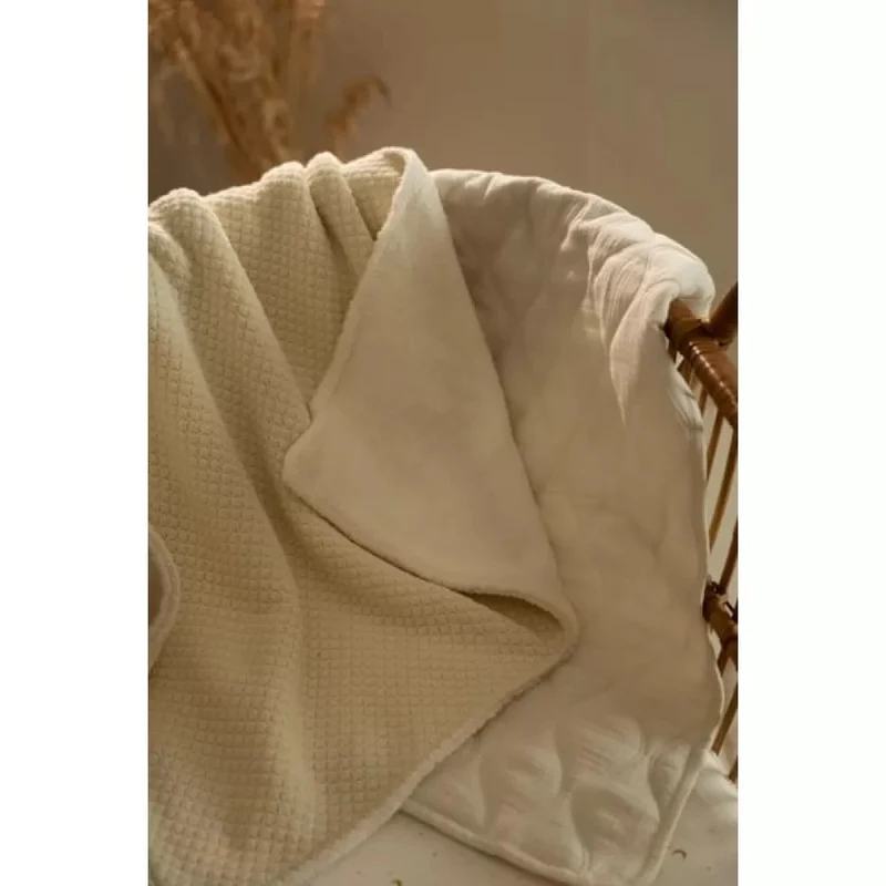 Вязаное одеяло из органического хлопка с плюшевой подкладкой – 70 × 100 см – Pure Soft White – Little Dutch 5