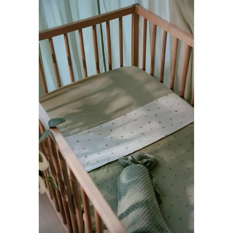 Двустороннее одеяло из органического хлопка – 70 × 100 см – Pure Sage Leaves – Little Dutch 4