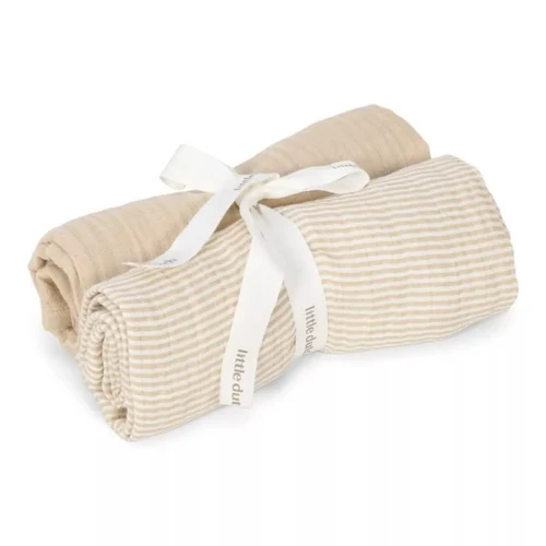 Муслиновая пелёнка из органического хлопка – 120 × 120 см – Pure Soft Beige – Little Dutch