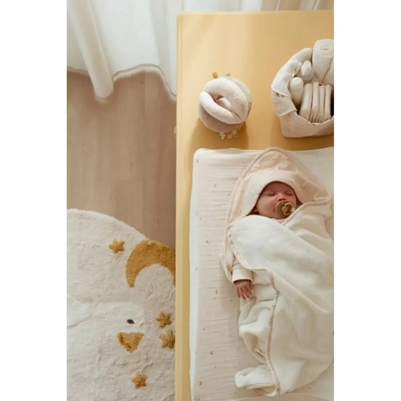 Prosop cu gluga din bumbac organic pentru bebelusi - 75x75 cm - Little Goose - Little Dutch 5