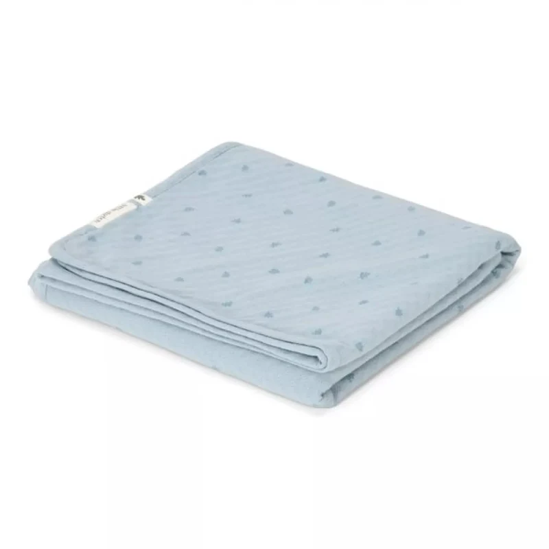 Patura dublata din bumbac organic - 70x100 cm - Pure Denim Blue - Little Dutch 2