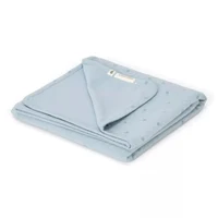 Patura dublata din bumbac organic - 70x100 cm - Pure Denim Blue - Little Dutch