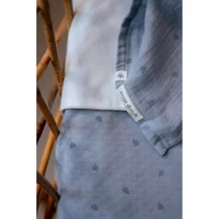 Patura dublata din bumbac organic - 70x100 cm - Pure Denim Blue - Little Dutch 5