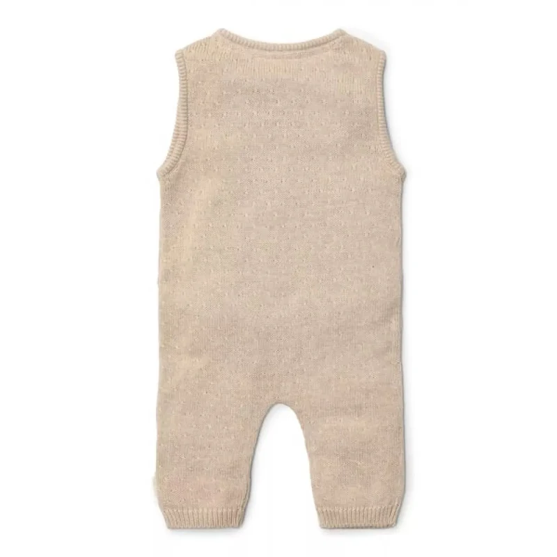 Salopeta din bumbac organic pentru bebelusi - Soft Beige Melee - Newborn Naturals - Little Dutch - 56 2