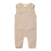 Salopeta din bumbac organic pentru bebelusi - Soft Beige Melee - Newborn Naturals - Little Dutch - 56