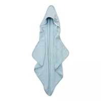Prosop cu gluga din bumbac organic pentru bebelusi - 75x75 cm - Pure Denim Blue - Little Dutch