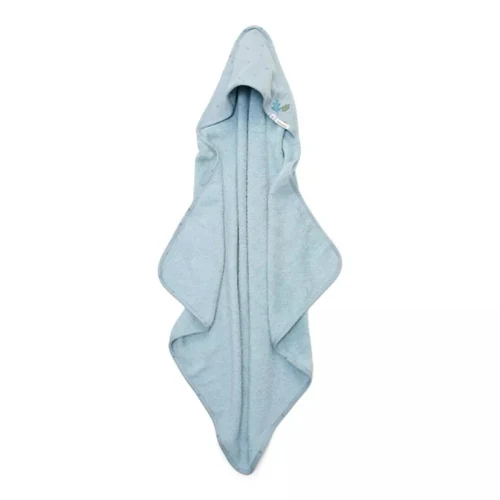 Prosop cu gluga din bumbac organic pentru bebelusi - 75x75 cm - Pure Denim Blue - Little Dutch