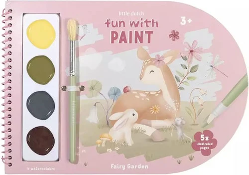 Книга для рисования с акварелью в комплекте – Fairy Garden – Little Dutch