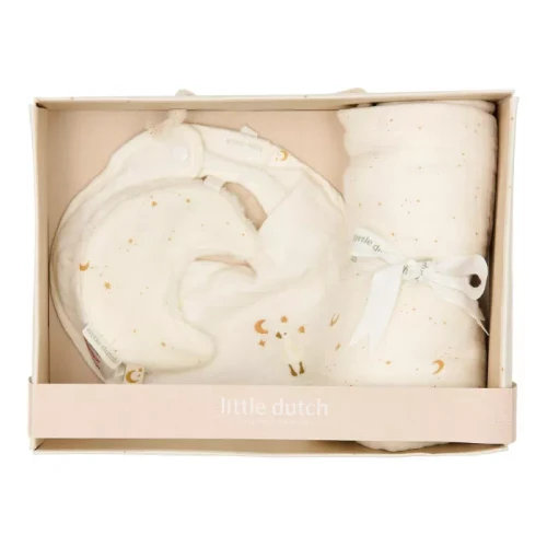 Set cadou din bumbac organic pentru bebelusi - Moon and Stars - Little Dutch