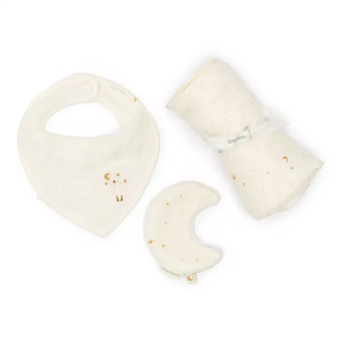 Set cadou din bumbac organic pentru bebelusi - Moon and Stars - Little Dutch 2