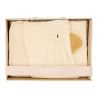 Set cadou cu prosop cu gluga si manusa de baie din bumbac organic pentru bebelusi - Little Goose - L 3