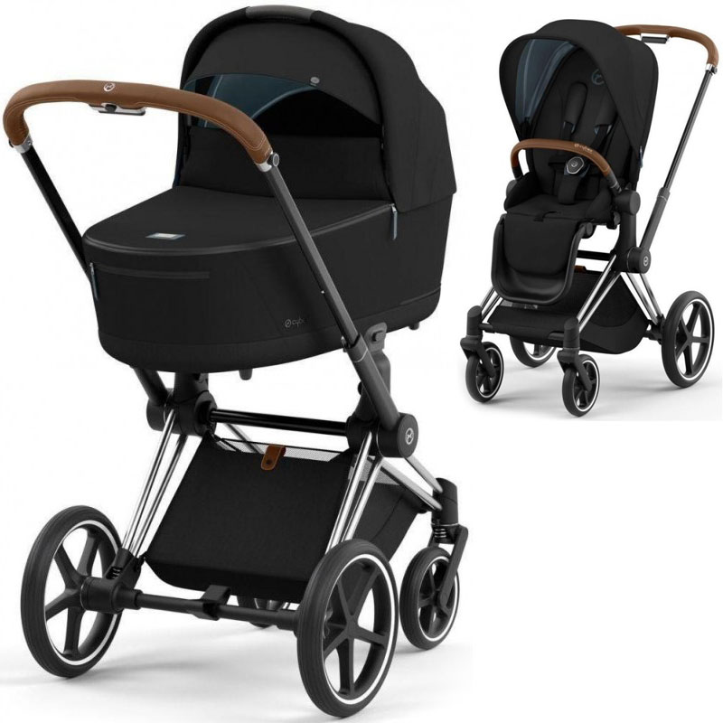 Carucior 2 in 1 Cybex Priam 4.0 Cadru Chrome Brown,Sepia Black