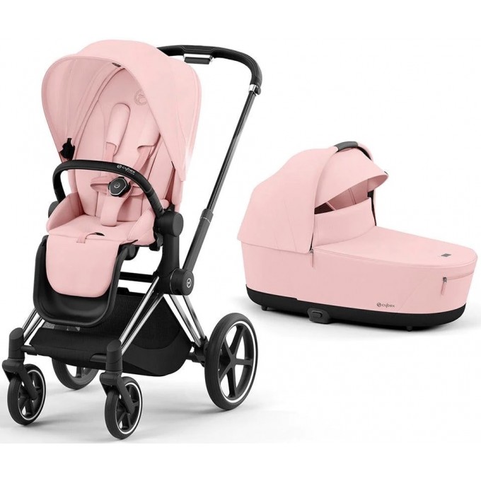 Carucior 2 in 1 Cybex Priam 4.0 Cadru Chrome Black ,Peach Pink